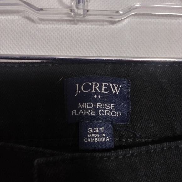 J. Crew Jeans Mid Rise Flare Crop Inseam Black Raw Hem Tall Denim Size 33 T - Picture 6 of 8